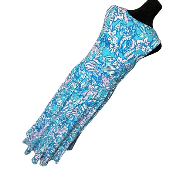 Lily Pulitzer Dress Moana Maxi High-low Amalfi Blue Sound the Sirens Mermaid Lg - Picture 8 of 13